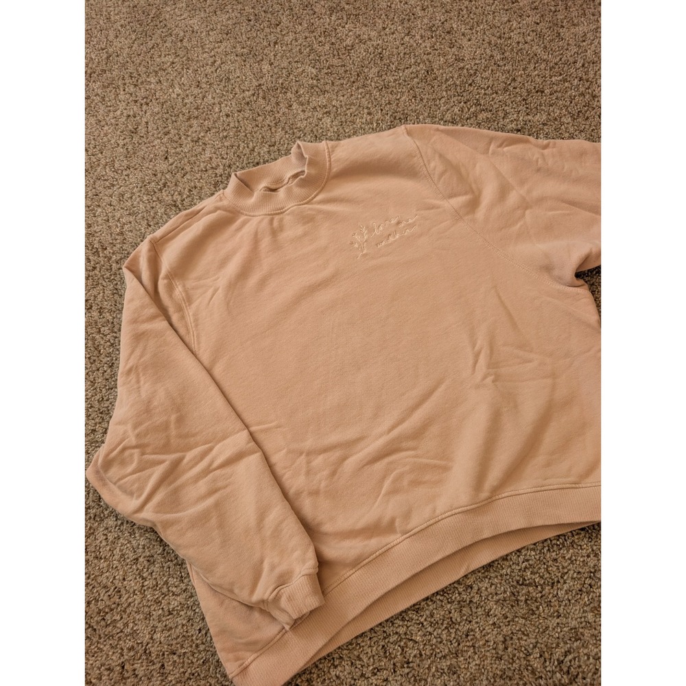 Kristin Made Love One Another Embroidered Peach Sweatshirt S/M